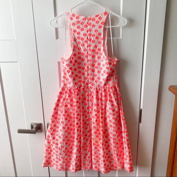 J.Crew White Neon Pink Embroidered Floral Racerback Dress Size 6 NWT - Picture 3 of 3